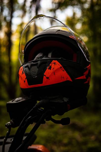 istock Vertical shot of a red and black helmet for bikes 1478743979