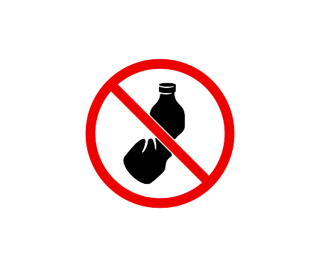 Prohibition sign and symbol, do not litter and don't throw away plastic, graphic design. Prohibited symbol, prohibited mark and forbidden sign, plastic bottle, vector design and illustration