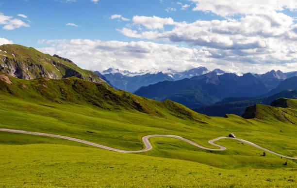 istock Narrow road going through the grass-covered meadows captured on a sunny day 1478748600