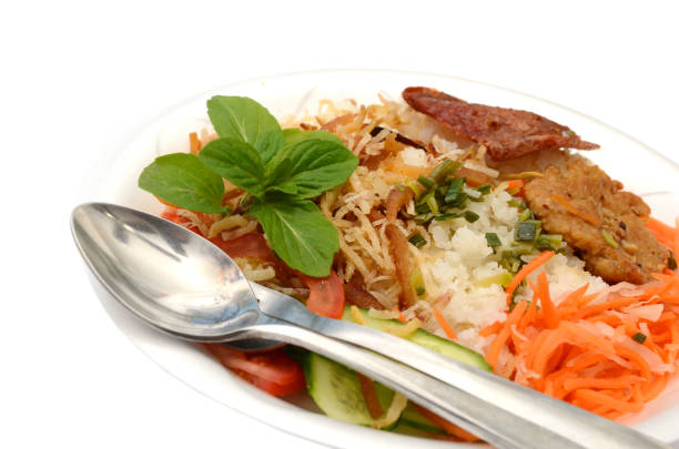 A vegetarian food plate with rice
