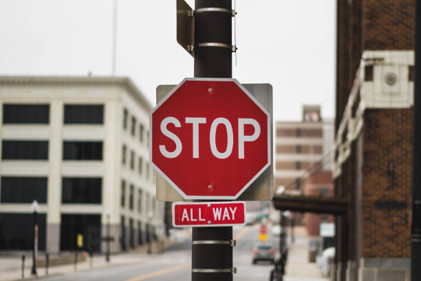 istock Selective focus of a red stop sign outdoors 1478754306