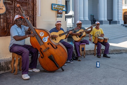 Santiago de Cuba, Cuba – March 03, 2016: The street musicians performing outdoors