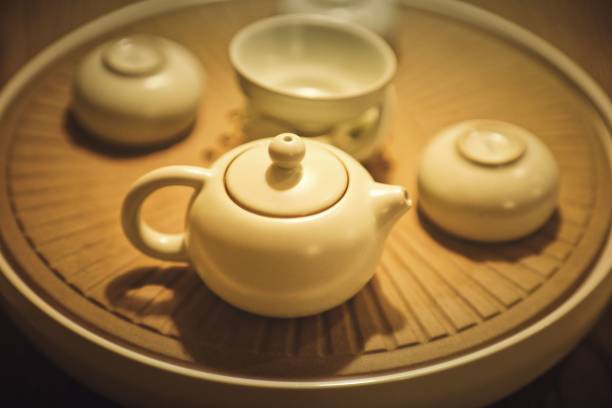 istock Closeup shot of a white ceramic tea set on a table 1478756680