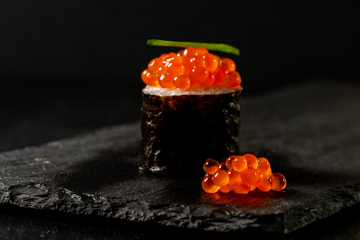 luxury sushi with caviar