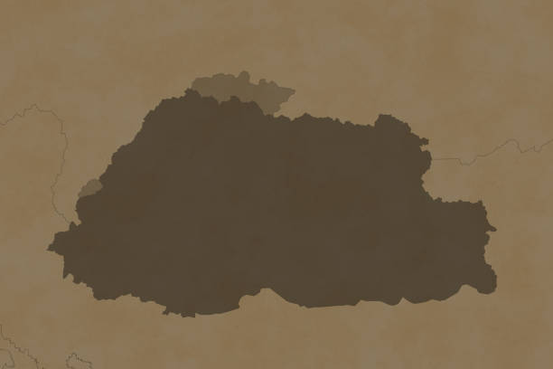 istock Asia map series with Bhutan, old paper, with borders 1478770770