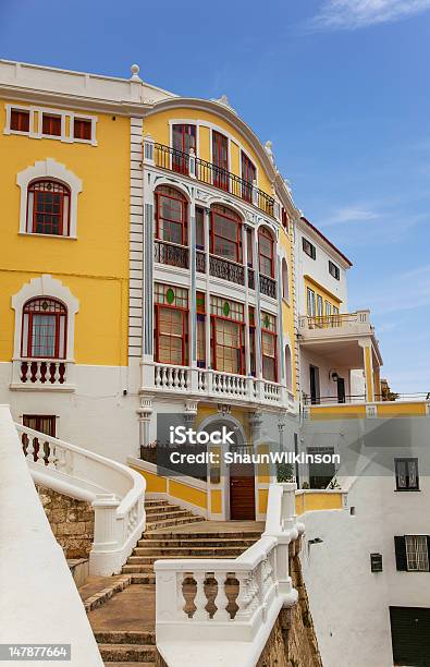 Colourful Building In Mahon Stock Photo - Download Image Now - Mahon, Minorca, Street