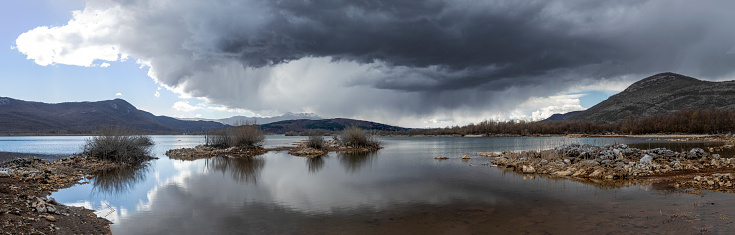 Panorama of lake before the storm, Stikada, Croatia