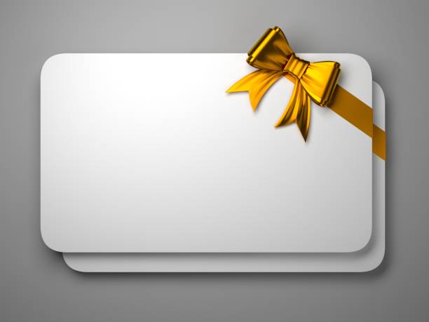 istock Blank white gift card with golden ribbon bow 1478778275