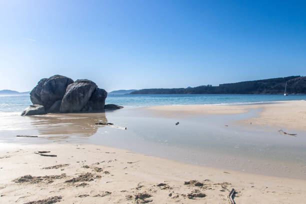 Melide beach, Costa da vela, Rias Baixas, Pontevedra province, Galicia, Spain.