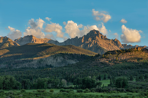 A summer look at Mount Sneffels in the San Juan Mountains near Ridgway, Colorado.
