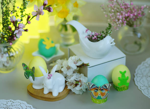 istock Easter eggs. Easter decoration. Holidays. Food art. Spring season. 1478799338