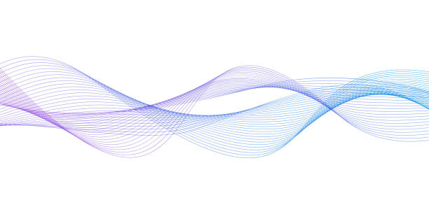 glowing wave line 10 Modern abstract glowing wave lines on white background. Dynamic flowing wave design element. Futuristic technology and sound wave pattern. Vector EPS10. wave png stock illustrations