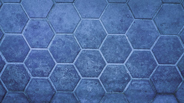 istock Abstract hexagonal geometry, shapes, and line structure in blue tone on the sidewalk in the city of Bratislava, Slovakia 1478810911