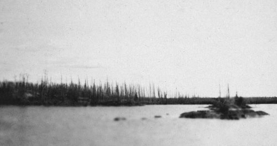 Broad Bay at Wekusko Lake in Manitoba, Canada. Vintage photograph ca. 1924.