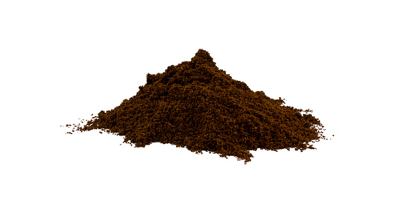 Instant ground coffee isolated on white background. Clipping path.