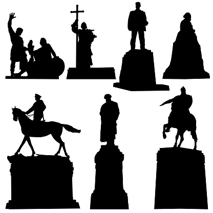 Silhouettes of the main monuments of the city of Moscow on a white background.