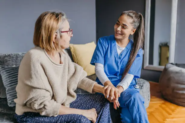 Photo of A nurse and an senior woman