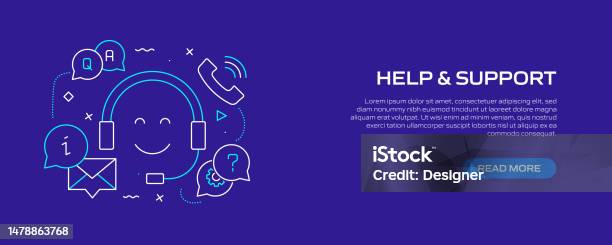Help Guide Banner Help And Support Related Line Style Banner Design For Web Page Headline ...