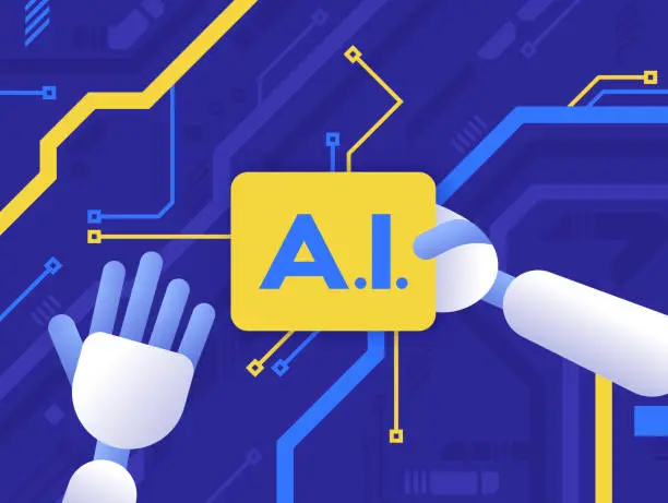 Vector illustration of Artificial Intelligence Robot Circuit Board Concept