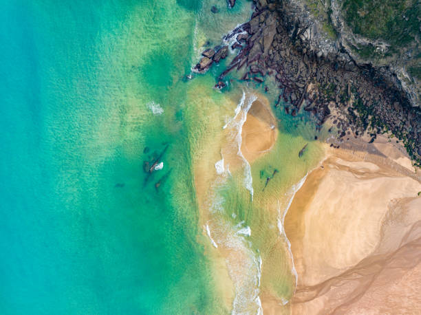 istock Cantabrian Sea beach aerial view coast textures in Zarautz 1478865141