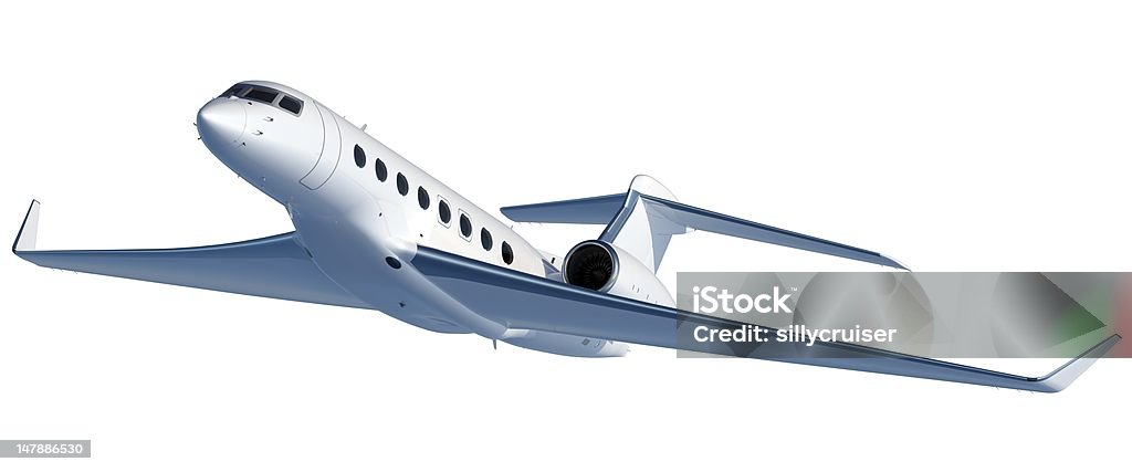 High-end Business Jet taking off High-end Business Jet (G650) taking off Isolated on white Corporate Jet Stock Photo
