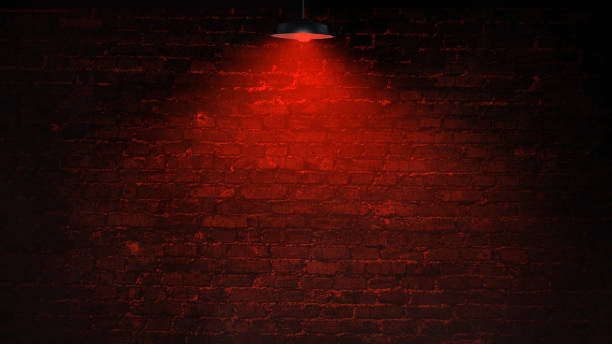red light brick wall with fog background - sex district imagens e fotografias de stock