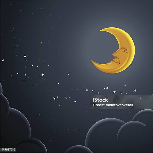 Happy Moon Stock Illustration - Download Image Now - Moon, Cute, Crescent