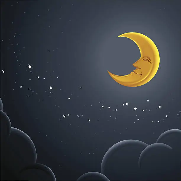Vector illustration of happy moon
