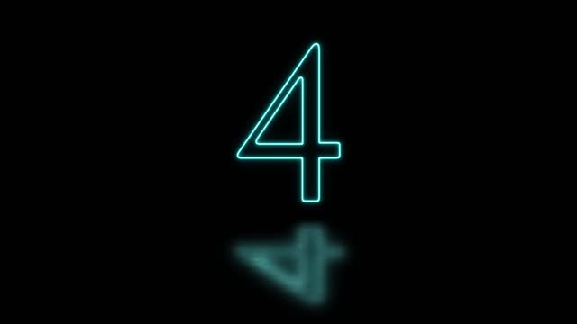 Animated neon numeral with reflection and black background