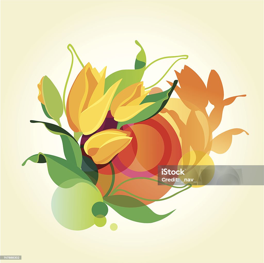Abstrakte Vektor-Hintergrund mit Tulpen. - Lizenzfrei Baumblüte Vektorgrafik