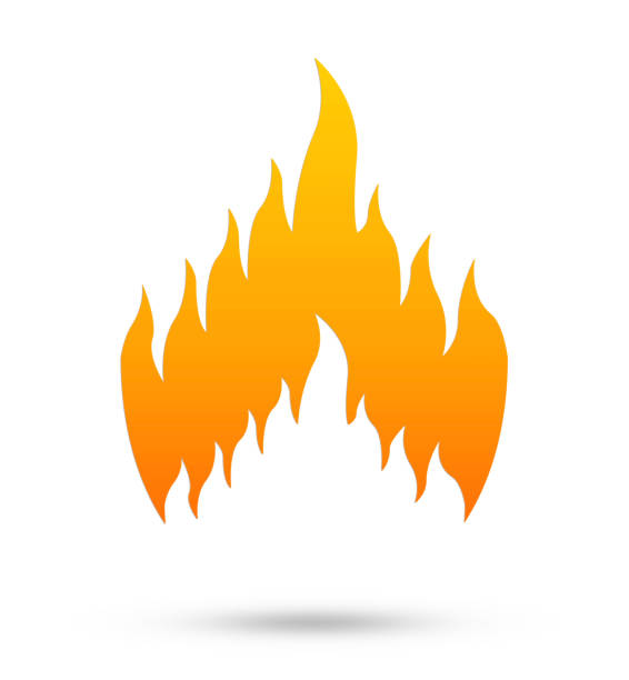 Paper cut Fire on white background, flame vector, Icon illustration