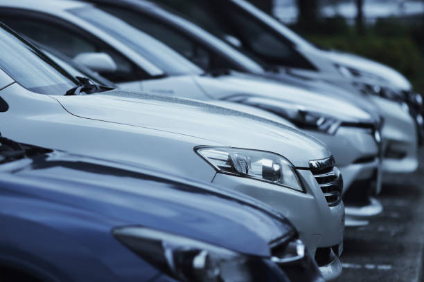 scenery of multiple parking lots - fordon på land bildbanksfoton och bilder