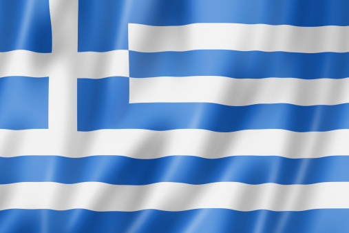 Greece flag, three dimensional render, satin texture