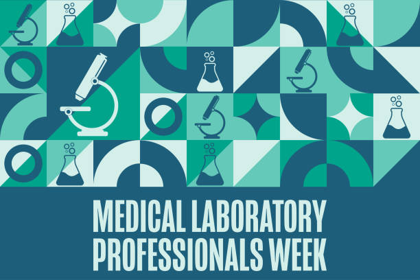 Medical Laboratory Professionals Week. Holiday concept. Template for background, banner, card, poster with text inscription. Vector EPS10 illustration. Medical Laboratory Professionals Week. Holiday concept. Template for background, banner, card, poster with text inscription. Vector EPS10 illustration week stock illustrations
