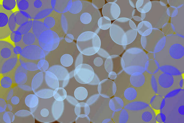Abstract background. Grey, blue bokeh circles on yellow and brown background