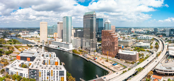 Aerial panorama of Tampa, Florida stock photo