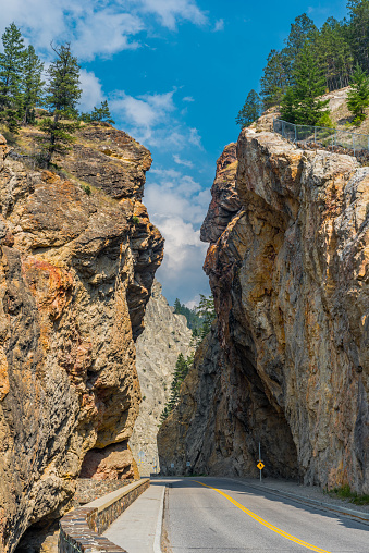 Highway 93 through Sinclair Canyon and the Redwall Fault at Radium, BC