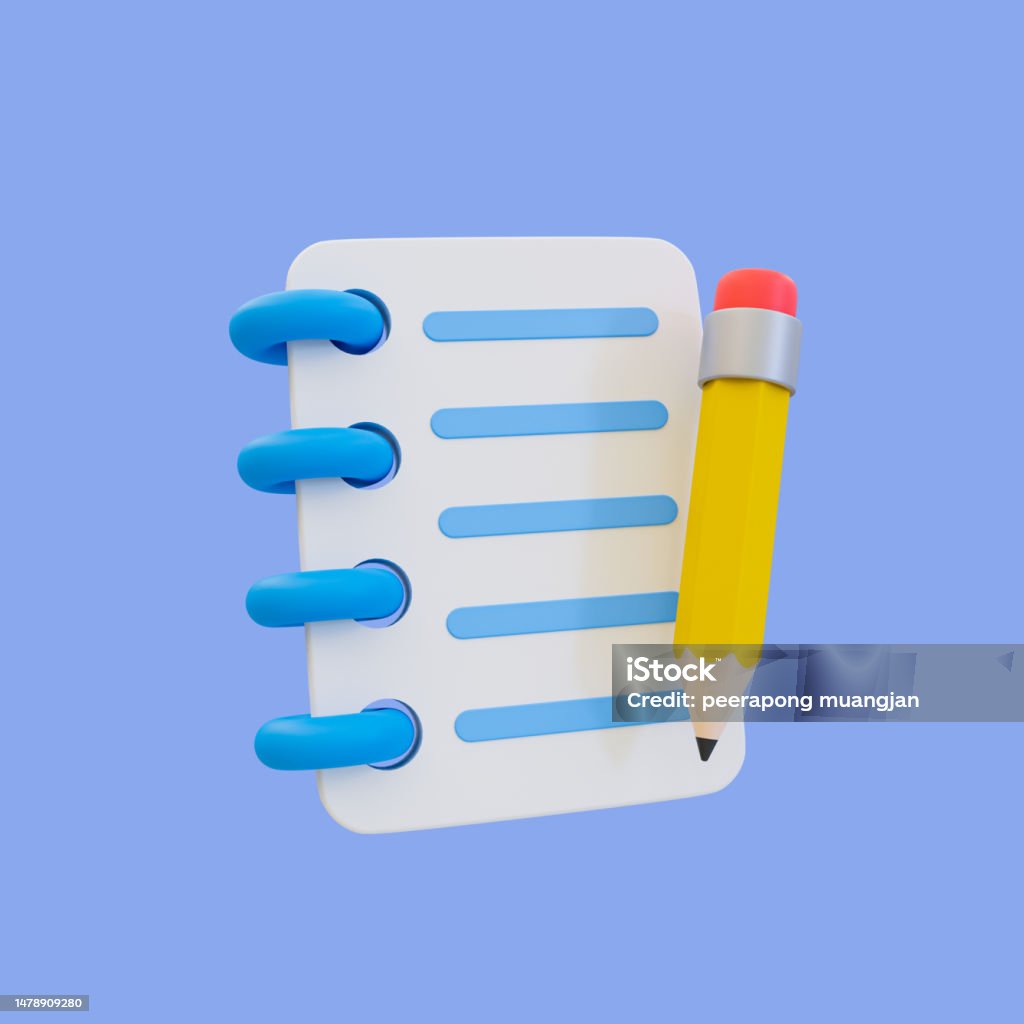 Note Pad Element 3d Minimal Notepad Notebook With A Pencil School Element 3d ...