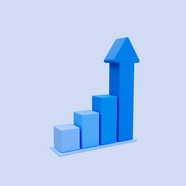 istock 3d minimal data analysis icon. soaring finances. stock up. Strengthening currency. A bar graph with an arrow up. 3d illustration. clipping path included. 1478909478