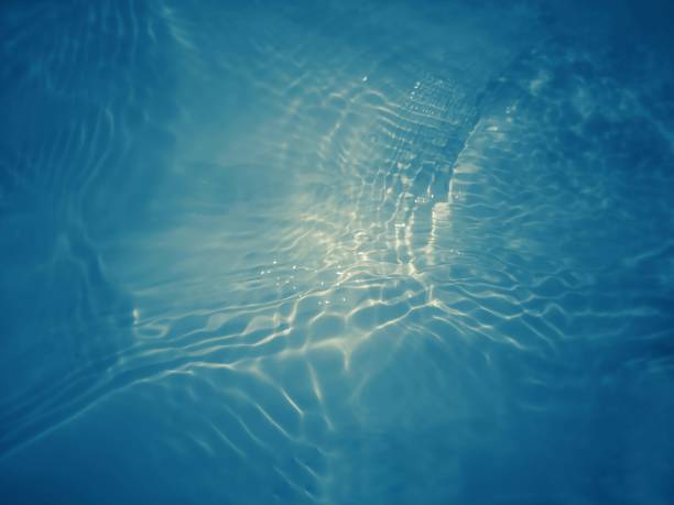 istock Defocus blurred transparent blue colored clear calm water surface texture with splashes and bubbles. Trendy abstract nature background. Water waves in sunlight with copy space. Blue water shine 1478909712