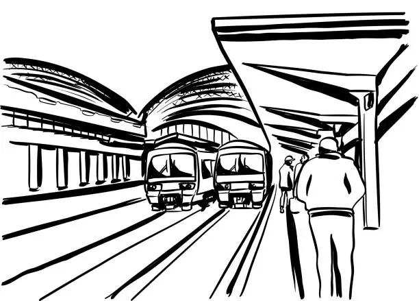 Vector illustration of London Bridge Underground Station Ink