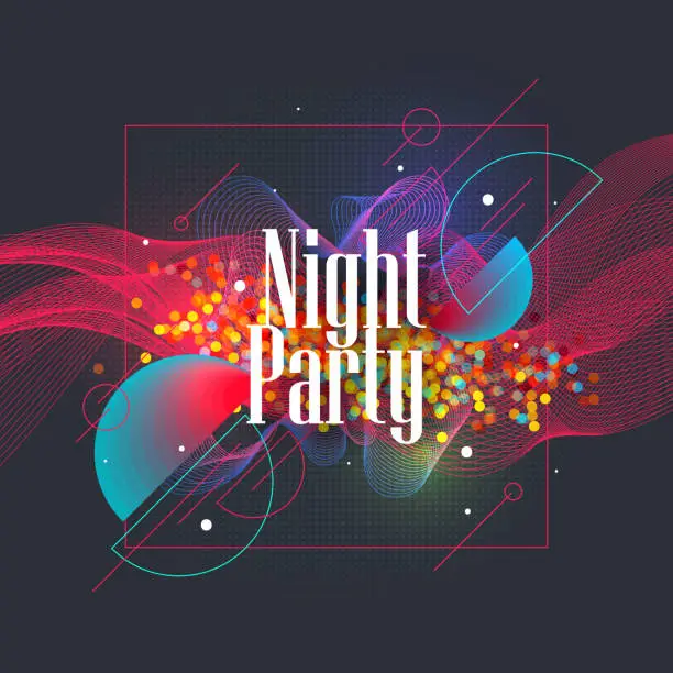 Vector illustration of Party flyer poster. Futuristic club flyer design template.