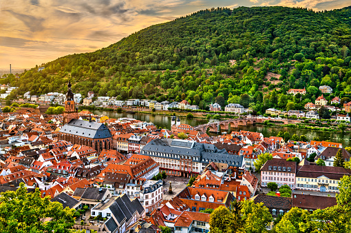 Heidelberg, Germany. Aerial city view in summer season from drone.