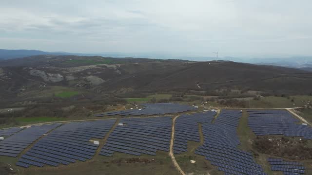 solar panels in the forest area. renewable energy sources