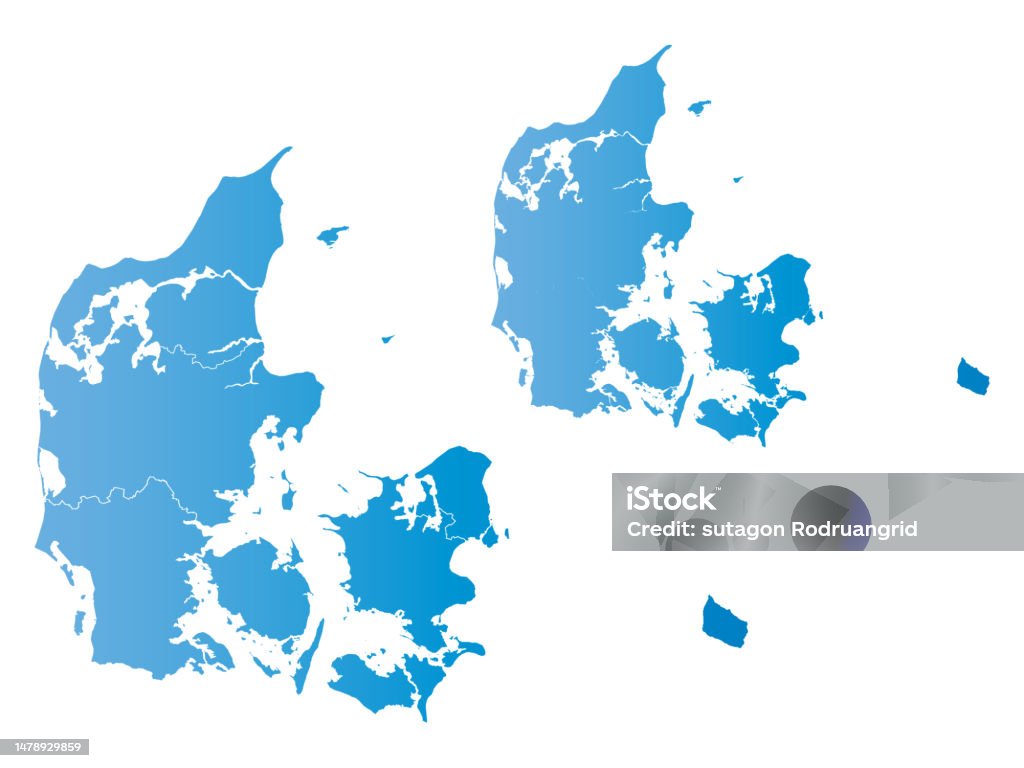 Denmark Blue Color Couple Set Map Gradient Blue Map Of Denmark Vector Eps10 Stock ...