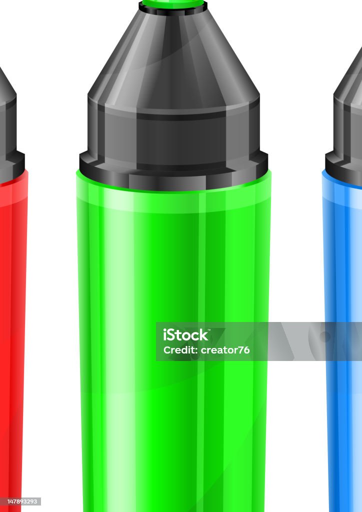 Tres marcadores de color - arte vectorial de Azul libre de derechos