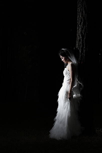 istock Asian bride in wedding dress 147893624