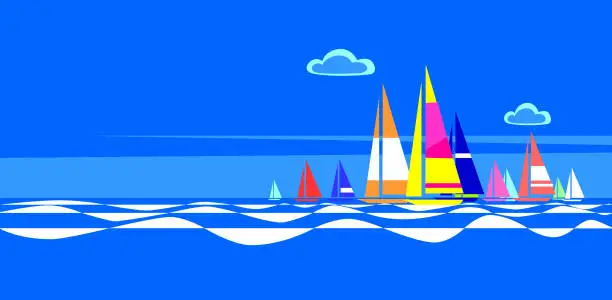 Vector illustration of Yachts