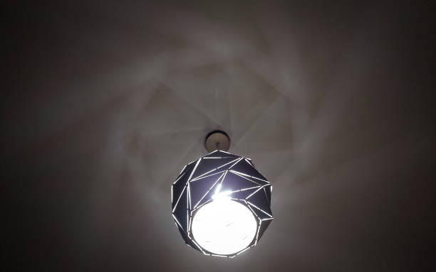 istock A beautiful pattern of light reflections from hanging lamp on white ceiling at night. 1478944943