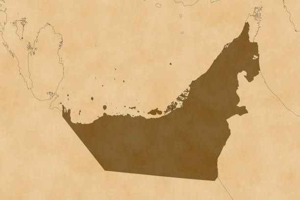 istock Asia map series with United Arab Emirates, old paper, with borders only 1478953145